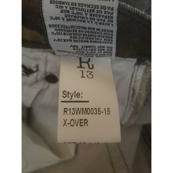 R13 X-Over Jeans In Camo Mid-Rise Sz 24 Grunge R13WM0035-15 (B - Picture 8 of 11